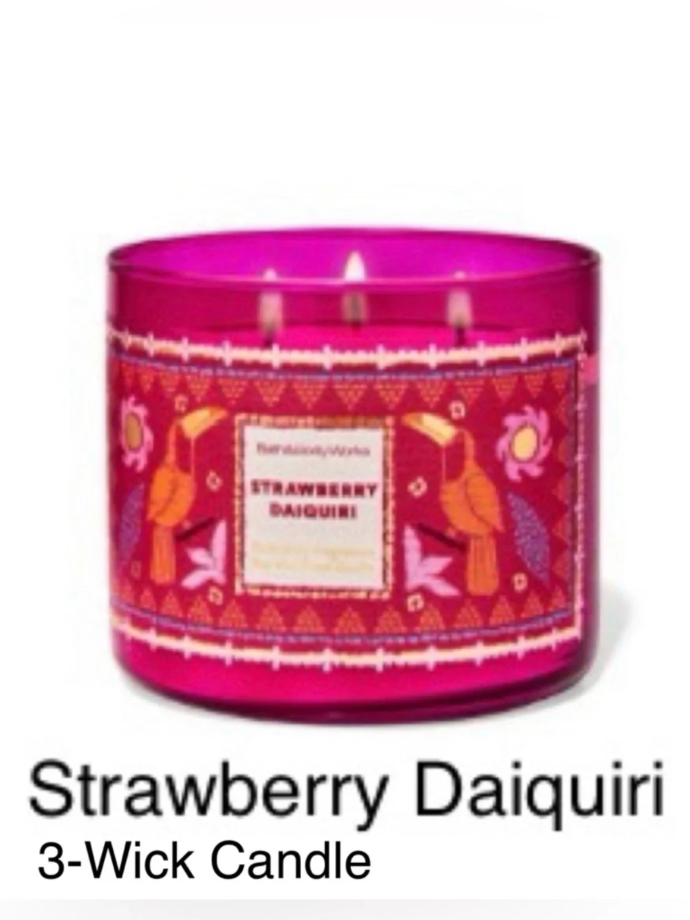 NIB Bath & Body Works “Strawberry Daiquiri” 3-Wick Candle Decorative Metal Lid